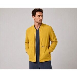 FIGS Technical Collection Zip Scrub Jacket Men’s Size L Yellow Medical Workwear